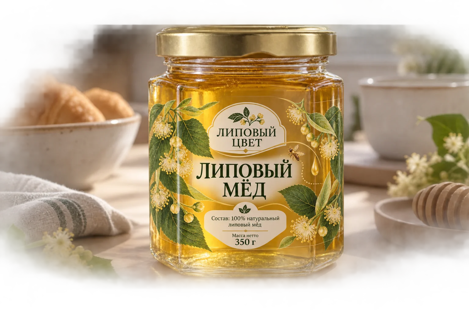 Прозрачная этикетка на банке мёда