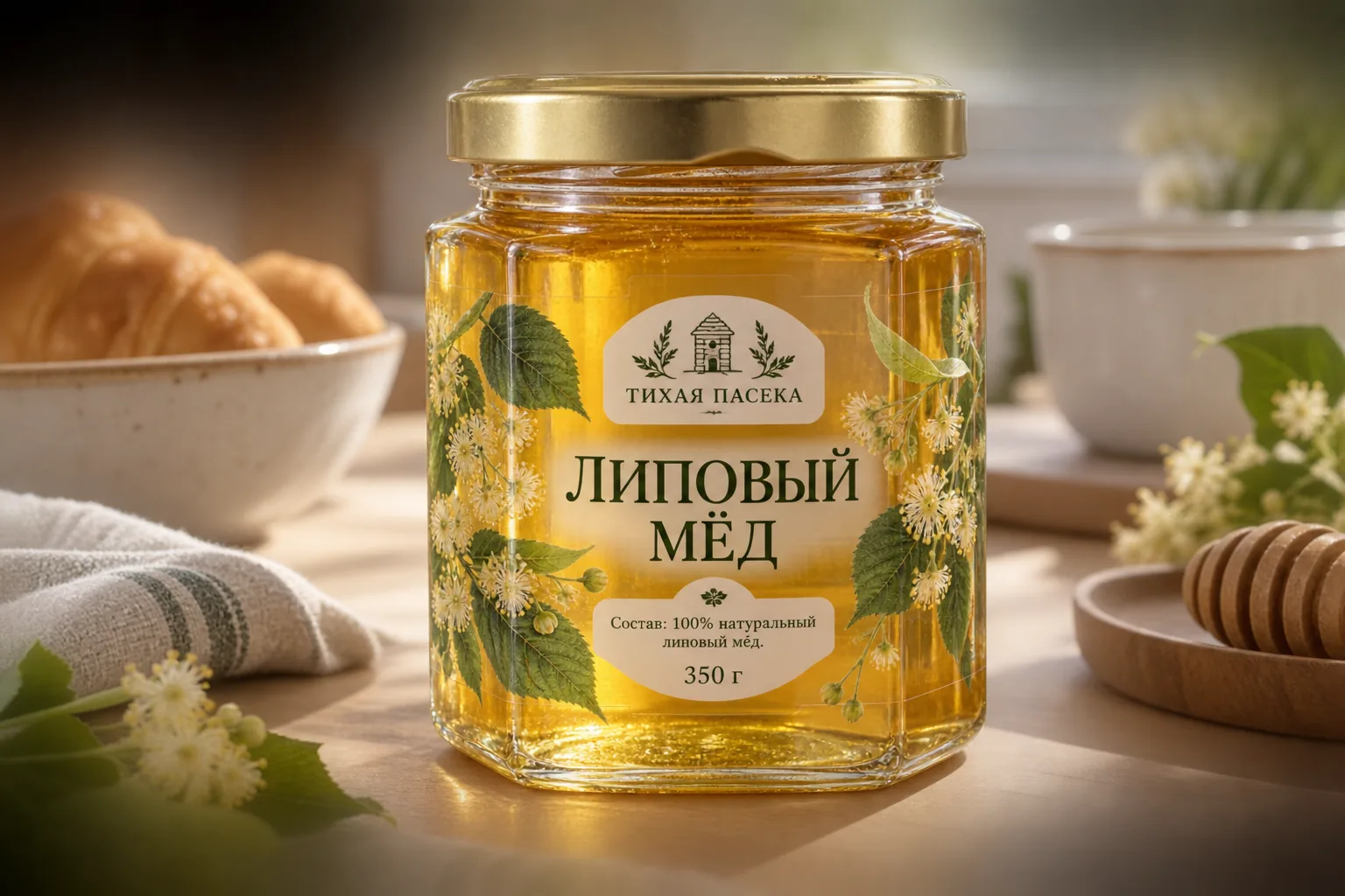 Прозрачная этикетка с цветной печатью и белилами на прозрачной таре
